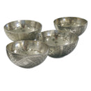 Four White Metal Bowls