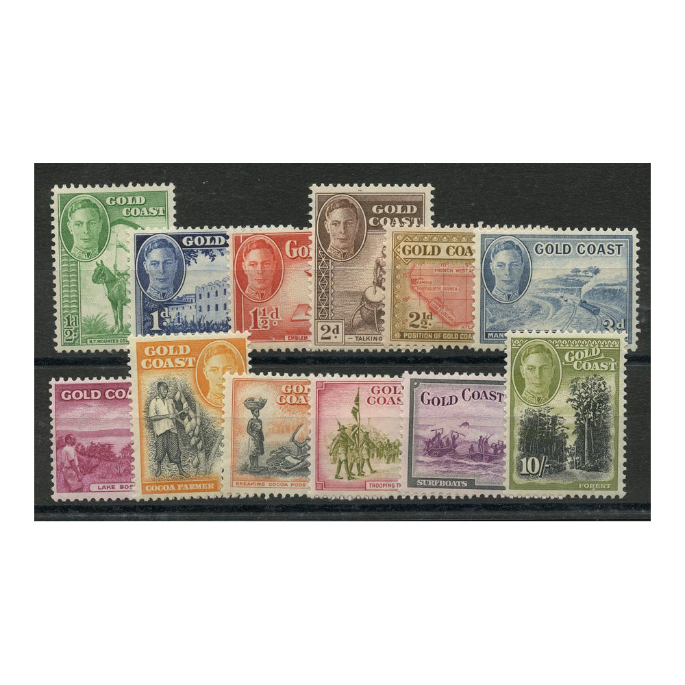 Gold Coast 1948 Set to 10/- (12v), lightly mtd mint. SG135-46