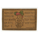 Vintage 1900s Leather Postcard -  Bears Hug Teddy Bears