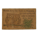 Vintage 1900s Leather Postcard -  Owls Together
