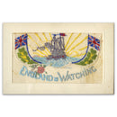 WWI Embroidered Postcard - England is Watching