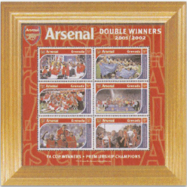 Arsenal Double Winners Grenada Stamp-Sheet Framed AFF004