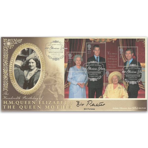 2000 Queen Mother 100th M/S - Signed Bill Pertwee BLCS188S