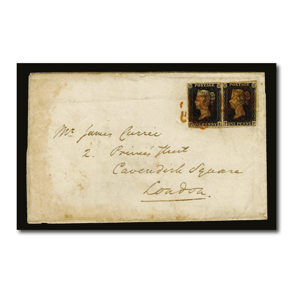 1840 Penny Black pair on cover