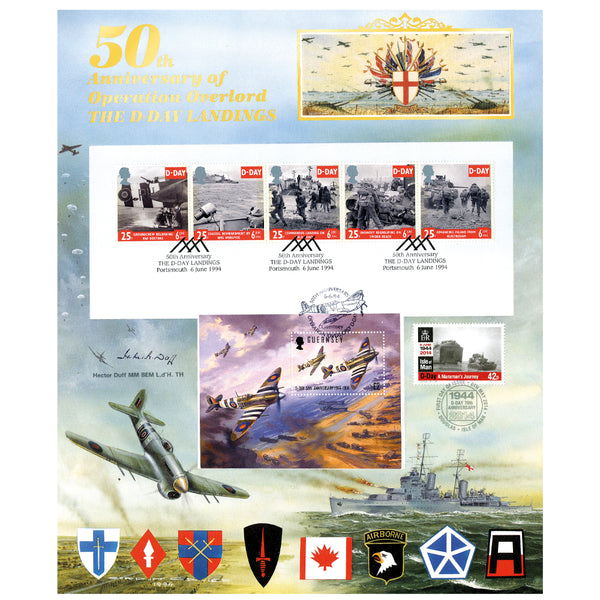 50th Anniversary D-Day Landings Large Card - Trebled 2014 - Signed Hector Duff CARD9402AD