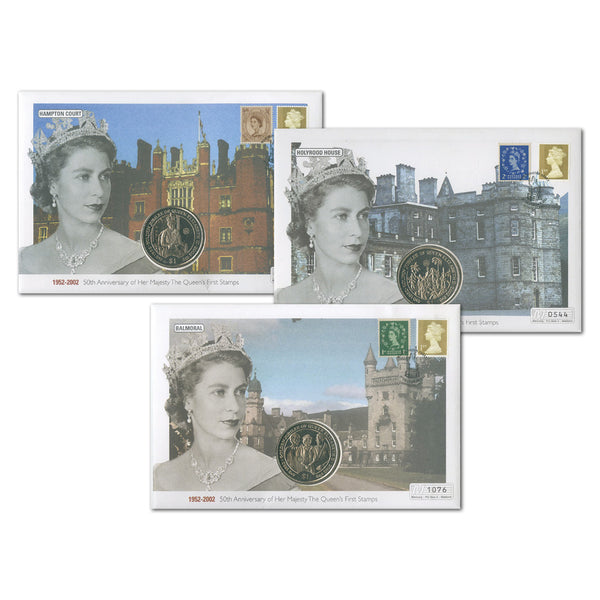 50th Anniversary HM The Queen's First Stamps Coin Covers