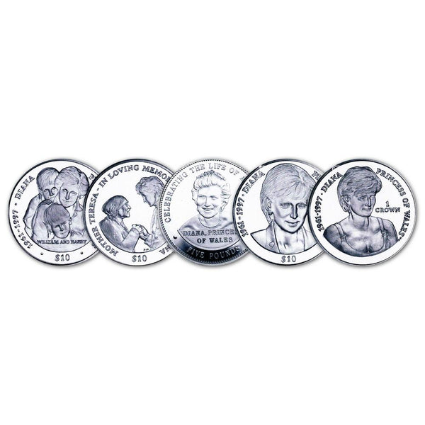 Princess Diana Commemorative Sterling Silver 5 Coin Set CXC0030