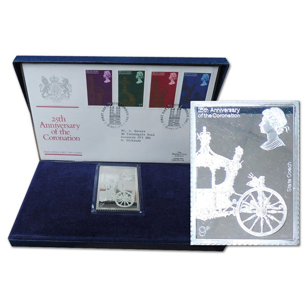 1978 Coronation 9p silver stamp CXH0218