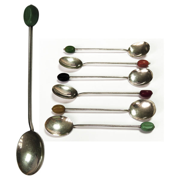 6 Silver Coffee Bean Spoons CXH0238
