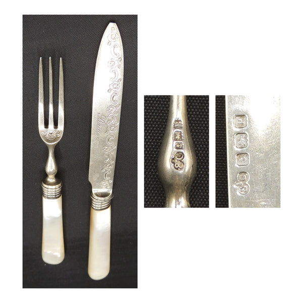 Silver & Mother of Pearl Knife & Fork Set CXH0258