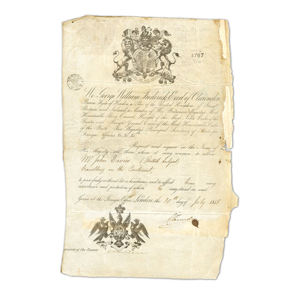 1853 Original British Passport CXX0583