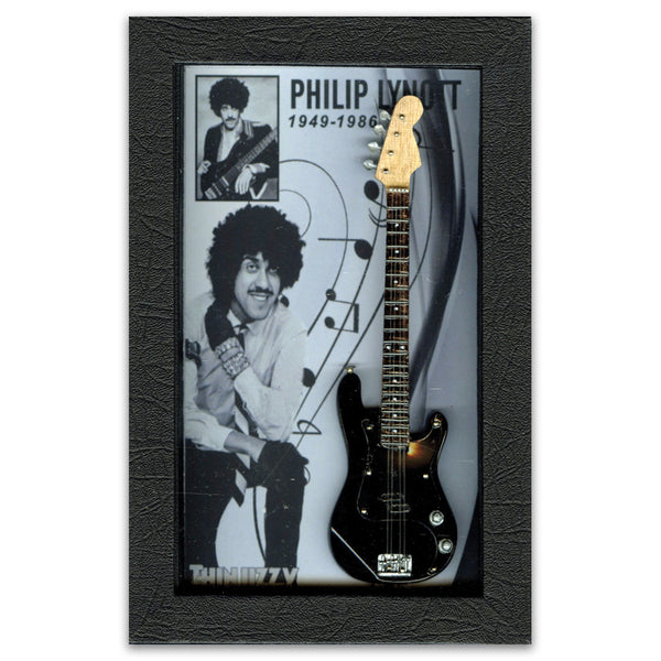 Phil Lynott of Thin Lizzy Miniature Guitar Framed