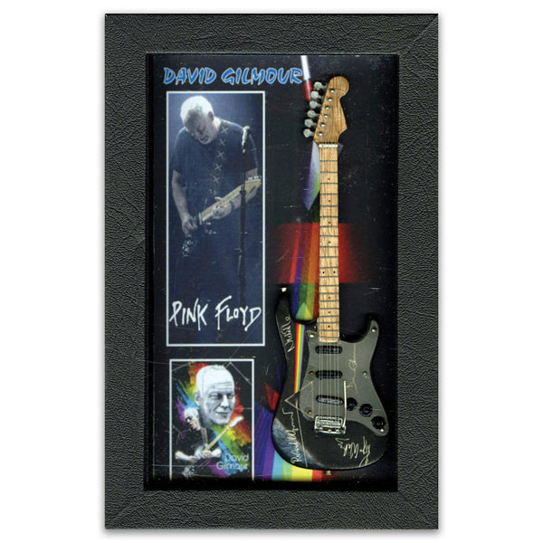 David Gilmour of Pink Floyd Miniature Guitar Framed