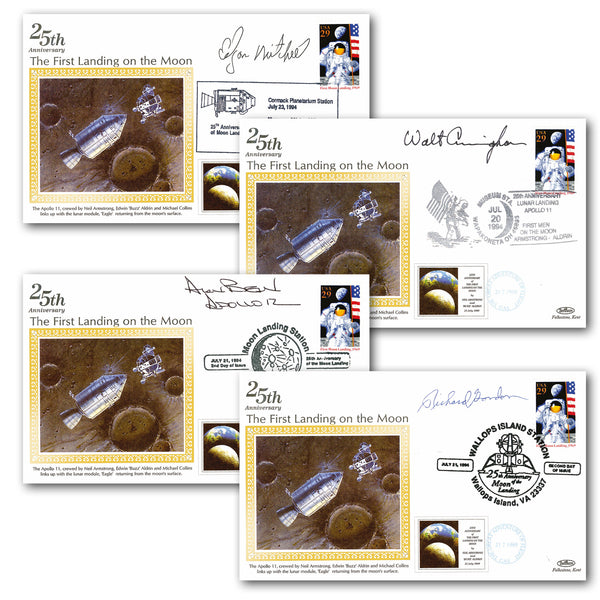 1994 25th Ann. First Moon Landing Set of 4 - Signed GA05T