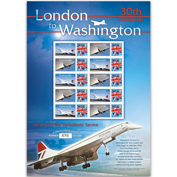 Concorde London - Washington GB Customised Stamp Sheet GBS0008
