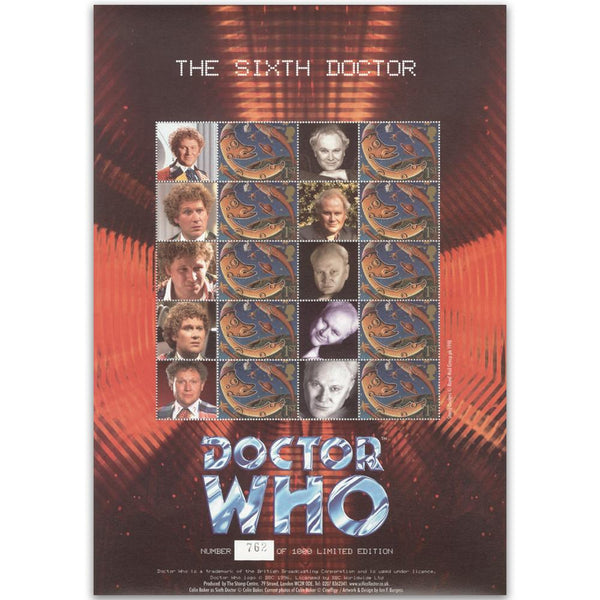 Doctor Who GB Customised Stamp Sheet - The Sixth Doctor GBS0100