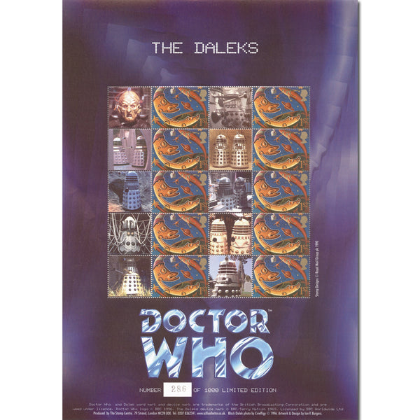 Doctor Who GB Customised Stamp Sheet - Daleks (unsigned) GBS0124