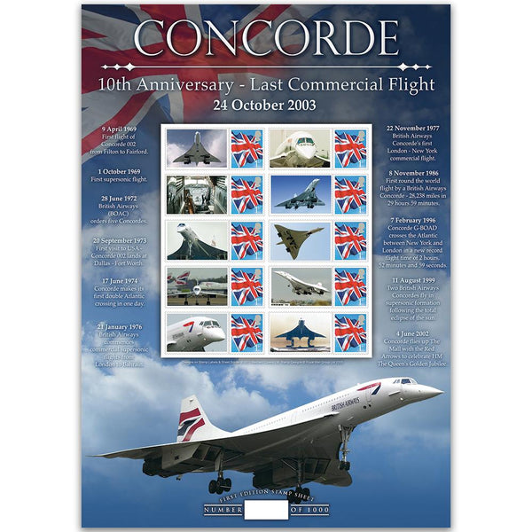 Concorde 10th Anniversary GB Customised Stamp Sheet GBS0205