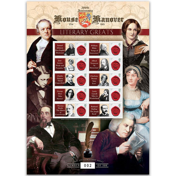 House of Hanover - Literary Greats GB Customised Stamp Sheet GBS0208