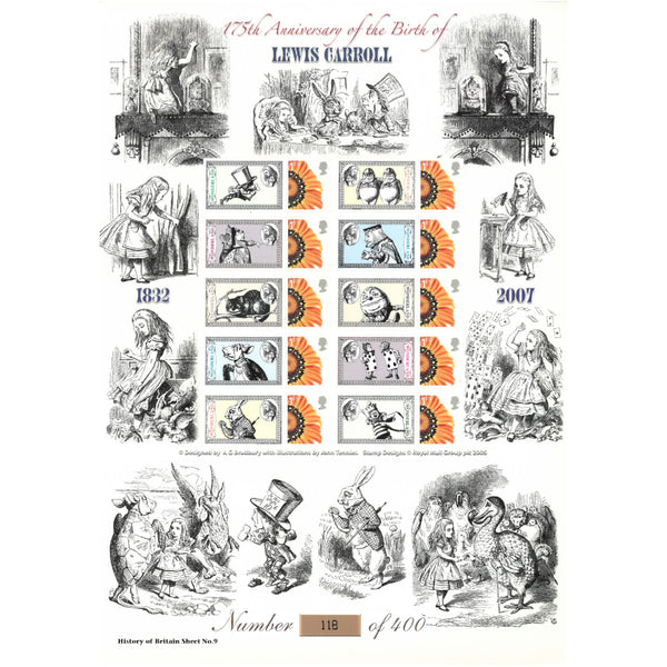 Lewis Carroll GB Customised Stamp Sheet - History of Britain No. 9 GBS0266