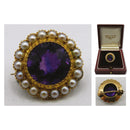 Amethyst & Pearl Brooch