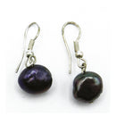 Silver & Freshwater Black Pearl Earrings