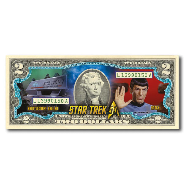 Star Trek Spock Colourised $2 Bill NBM1684