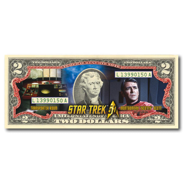 Star Trek Scotty Colourised $2 Bill NBM1686