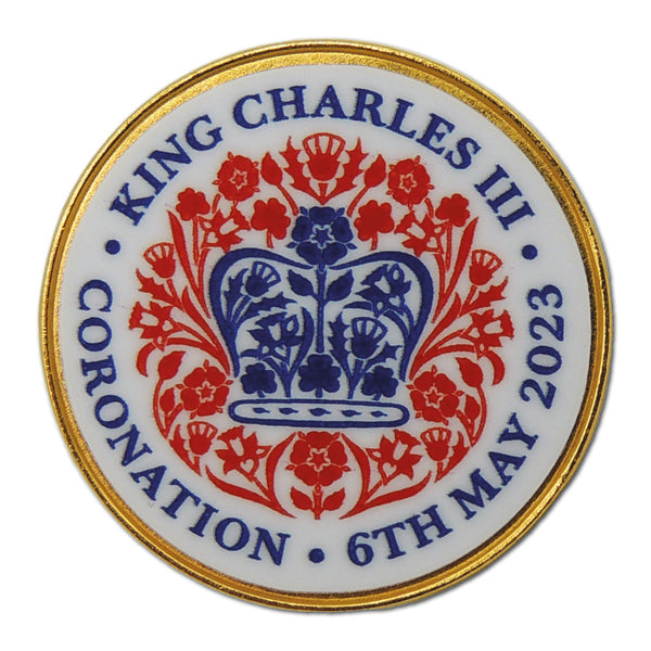 HM King Charles III Coronation White Badge 25mm