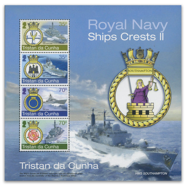 Tristan da Cunha RN Ships Crests II 4v shtlt