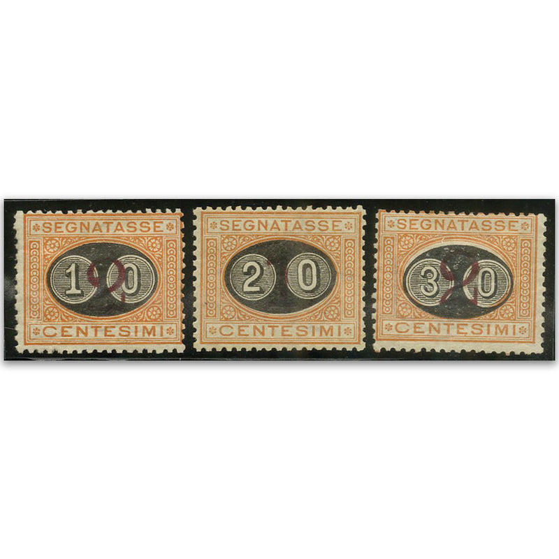 Italy S.G.47-9 1890-91 Postage Dues ovpt set 3 RRITA0047-9