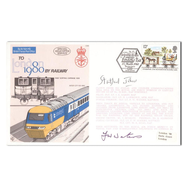 1980 Mail by Rail Cover - Signed Stratford Johns SIG1349