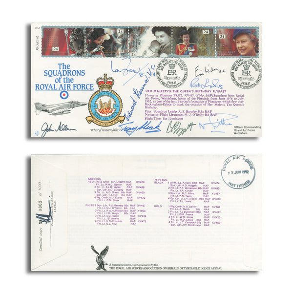 1992 HM Queens Birthday Flypast. Signed by 4 VC holders. SIGM0214
