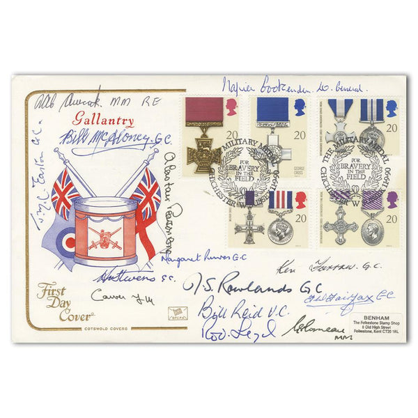 1990 Gallantry - Signed by 16 - 4 VC, 6 GC, 1 DSO, 2 DFC & 3 MM Holders SIGM0253