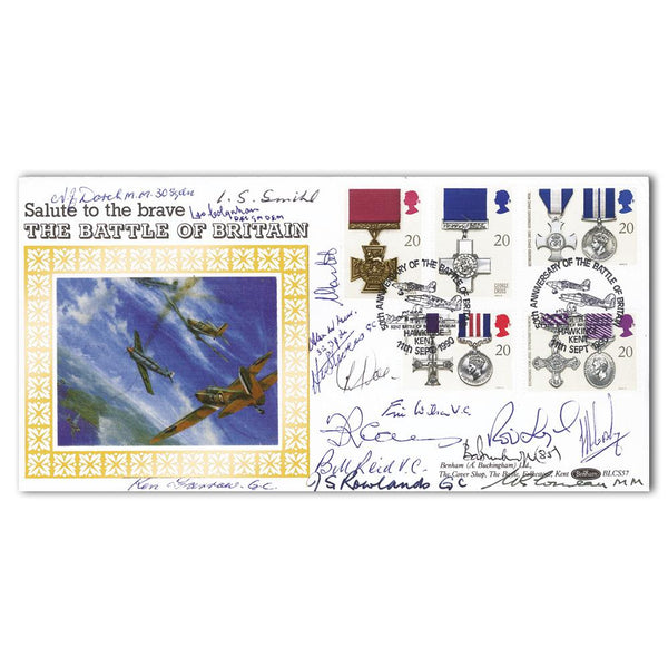 1990 Gallantry - Signed by 16: 7 BoB Pilots, 3 Victoria Cross & 3 George Cross Holders SIGM0267