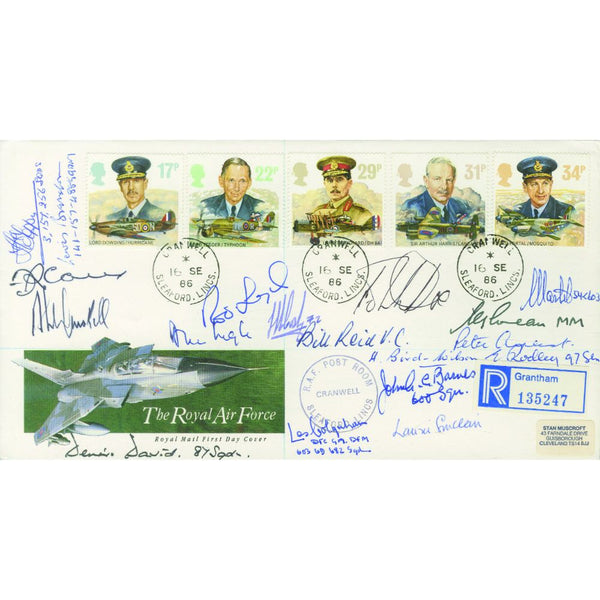 1986 RAF Cranwell. Signed by 18 involved in WWII. SIGM0274