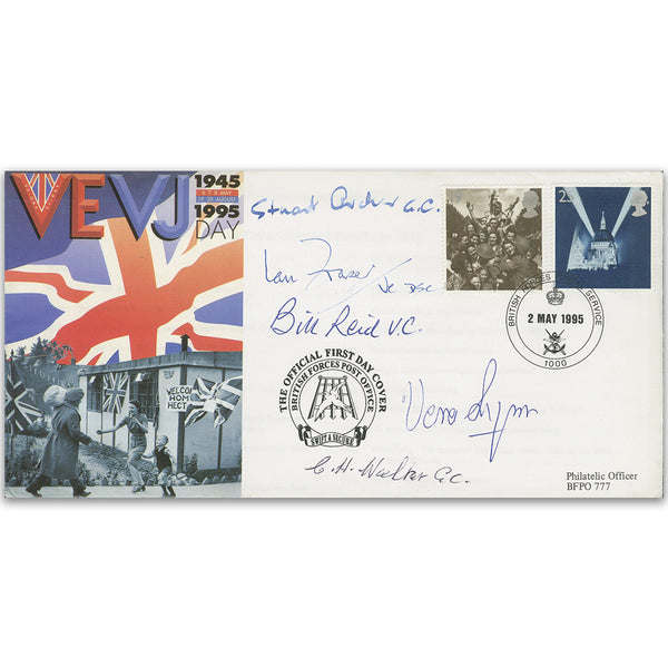 1995 VEVJ Day - Signed by Dame Vera Lynn, 2 VC and 2 GC Holders SIGM0285