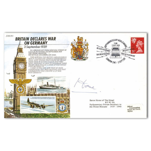 1989 50th Anniversary WWII - Signed by Lord Home SIGP0198
