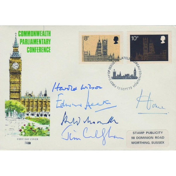 1973 Parliament - Signed by Former Prime Ministers Wilson, Heath, Home, Callaghan, Macmillan SIGP0214
