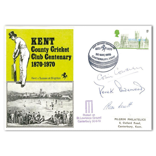 1970 Kent Cricket Club - Signed Cowdrey, Underwood & Knott SIGS0186