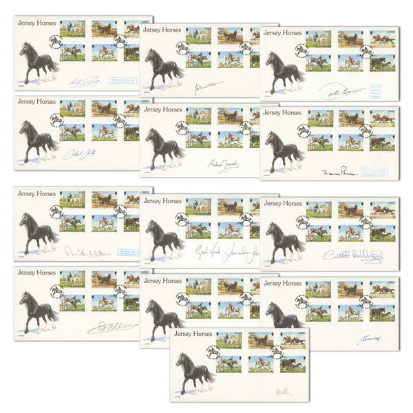 1998 Jersey Horses - Set of 13 Signed, Including Carson, Piggott, Pitman, Eddery & Green SIGS0217