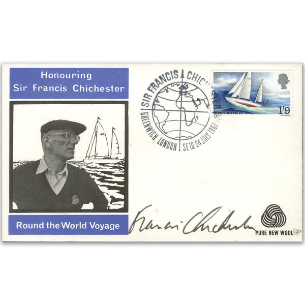 1967 Chichester Pure New Wool Signed Sir Francis Chichester SIGX0005A