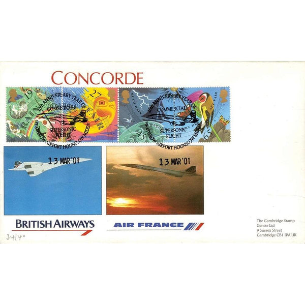 2001 Weather Stamps - Concorde Commercial Supersonic Flight Handstamp TX0103A