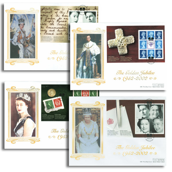 2002 Golden Jubilee prestige stamp booklets. Westminster Silk Offcials. Set of four. London H/S. TX0202R