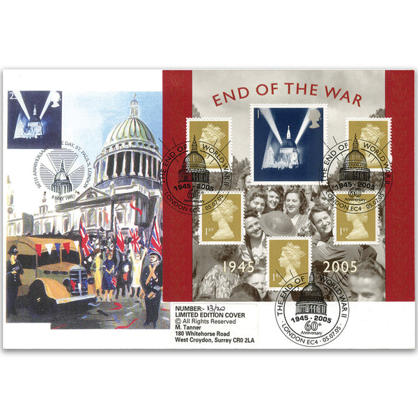 2005 End of War m/s Maurice Tanner 'Special'. 1945-2005 60th Anniv, London EC4 h/s TX0507B
