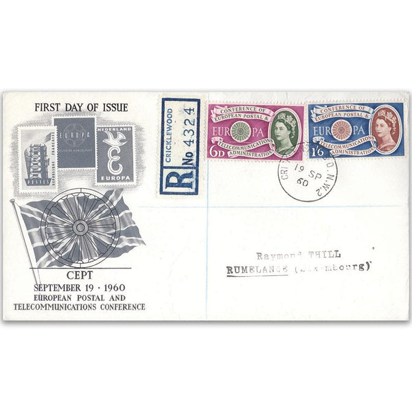 1960 Europa - Cricklewood CDS on Registered Illustrated Cover TX6009C