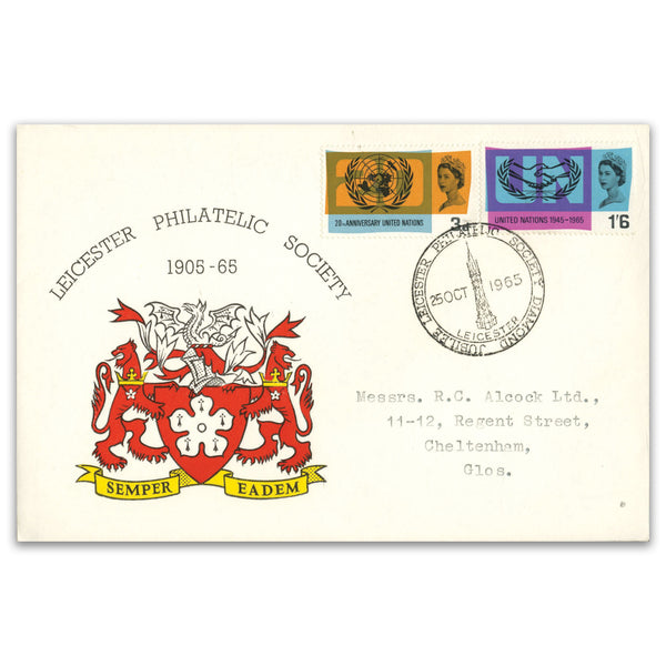 1965 UN (ord) Leicester Phil. Soc. Official, Leicester Philatelic Society H/s.