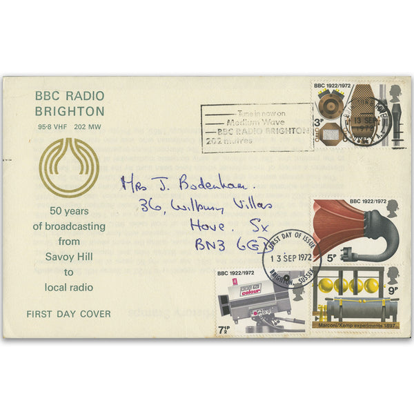 1972 B.B.C., B.B.C. Radio Brighton slogan on B.B.C. cover TX7209C