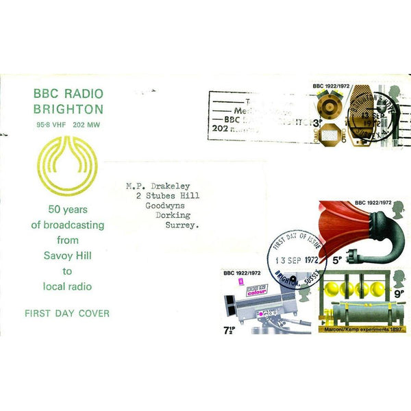 1972 Broadcasting Anniversary - BBC Radio Brighton Wave Slogan TX7209M