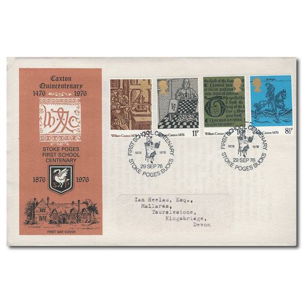 1976 Caxton - Stoke Poges First School Centenary official handstamp TX7609F